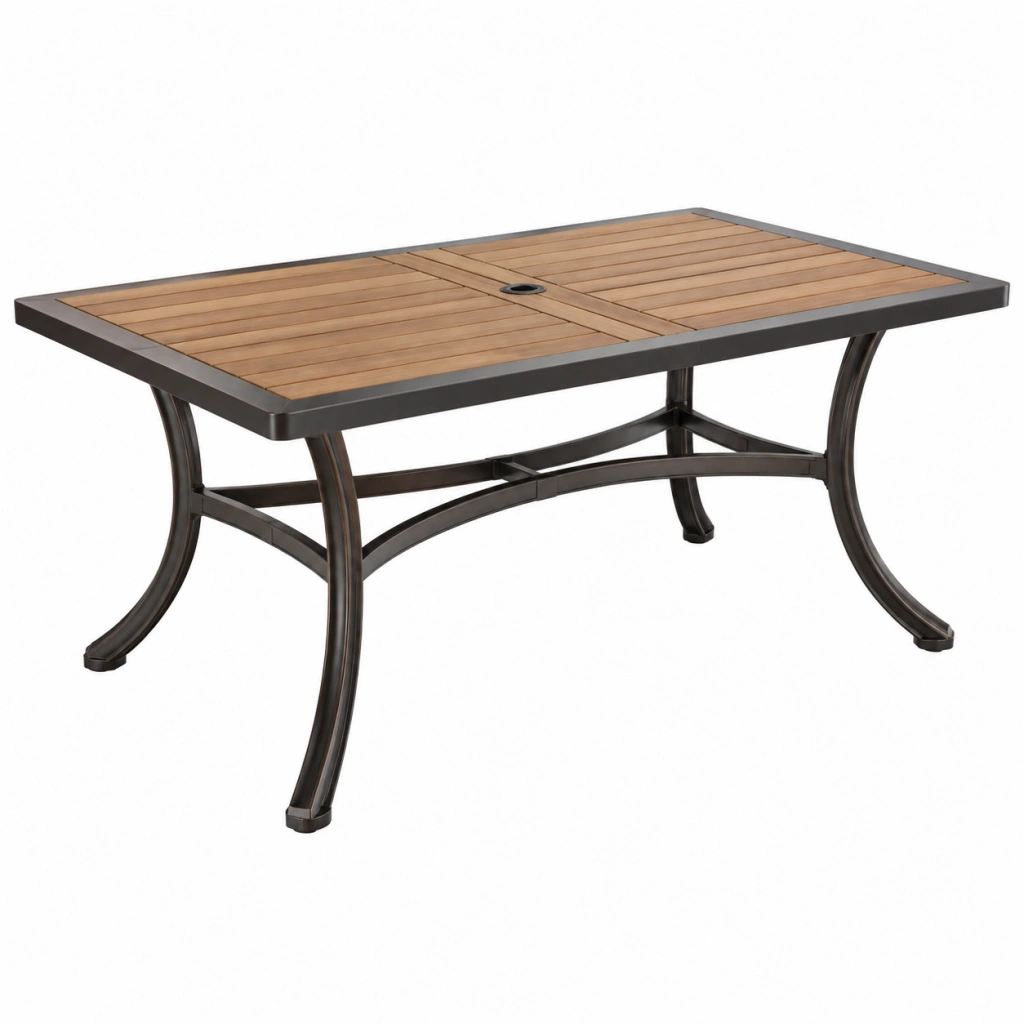 Garten-Esstisch 183 x 102 cm Holz und Metall Braun Schwarz rechteckig