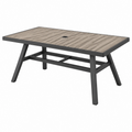 Gartentisch 150 x 90 x 75 cm Grau Anthrazit mit Kunststoffplatte und Sonnenschirmöffnung