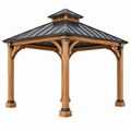 Gartenpavillon 300 x 300 cm Holz Schwarz mit Metalldach für den Außenbereich