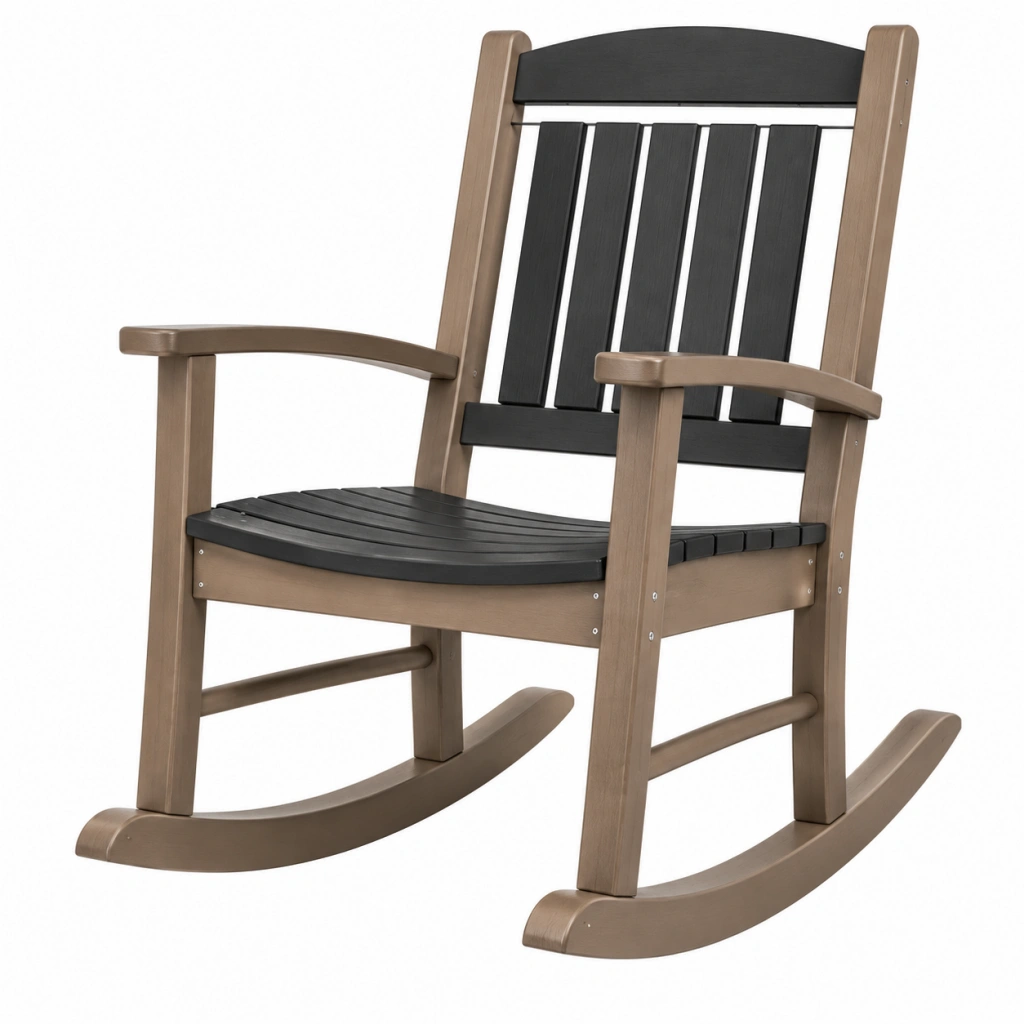 Garten-Schaukelstuhl 89 x 67 x 112 cm Kunststoff Braun Schwarz mit Armlehnen