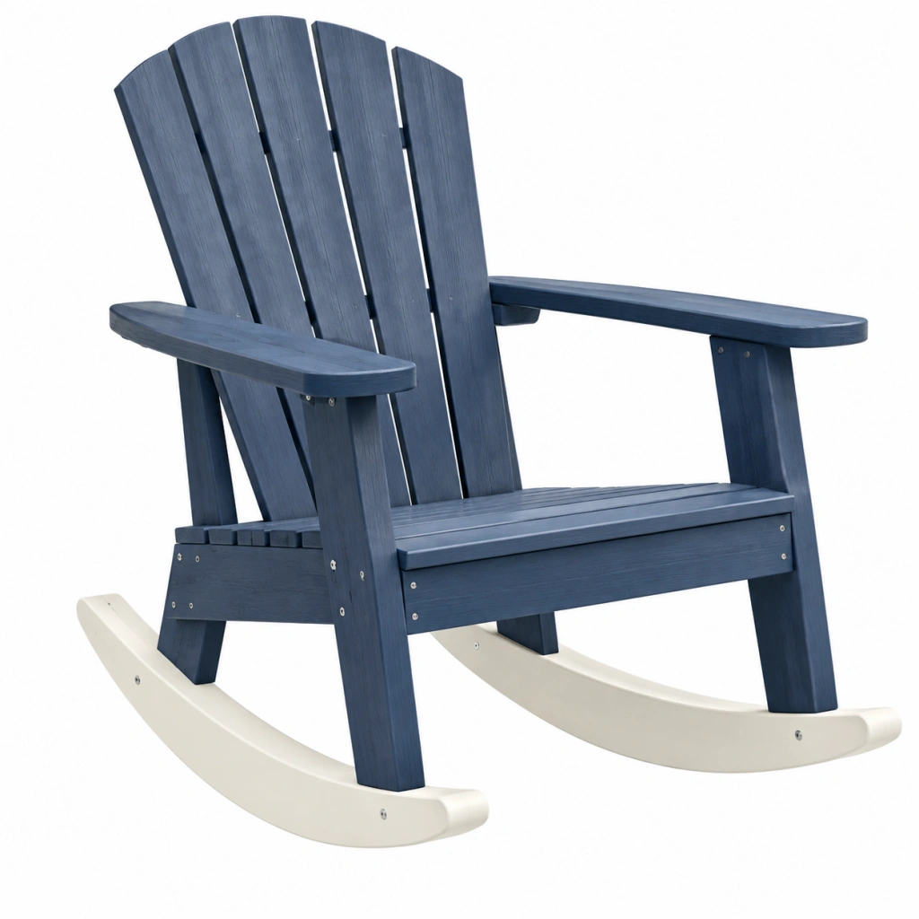 Holz Schaukelstuhl 96 x 78 x 102 cm Blau Weiß für Garten im Adirondack Stil