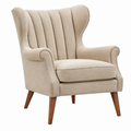Ohrensessel 80 x 85 x 105 cm Beige Stoff Holzbeine mit hoher Rückenlehne
