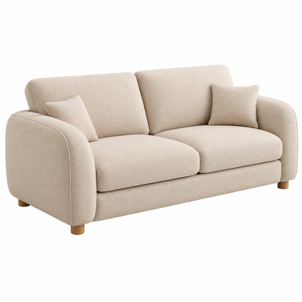 2-Sitzer Sofa 180 x 90 x 85 cm mit Textilbezug in Beige - Gepolstertes Wohnzimmer Sofa mit Holzfüßen