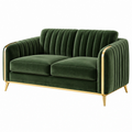 2-Sitzer-Sofa 166 x 88 x 82 cm dunkelgrüner Samtbezug mit goldfarbenen Metallfüßen im Glamour-Stil