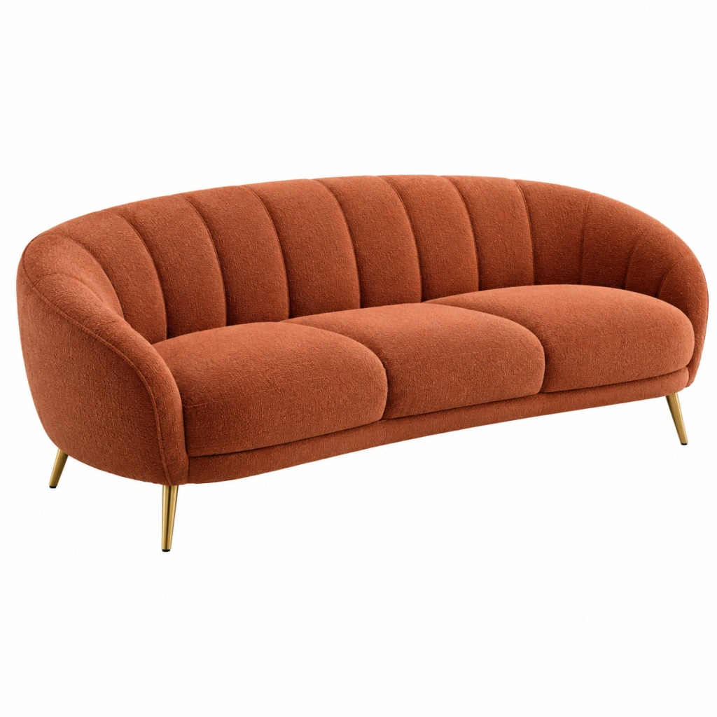 2-Sitzer Sofa 200 x 90 x 78 cm aus Textil in Terrakotta mit Metallbeinen im Retro-Stil