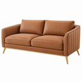 2-Sitzer Sofa 160 x 85 x 85 cm in Cognac Kunstleder mit goldfarbenen Metallfüßen