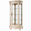 Vitrine 80 cm Durchmesser 190 cm Höhe aus Holz und Glas in Creme klassischer Stil mit Glastüren