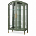 Glasvitrine 90 x 45 x 180 cm Grün aus Holzwerkstoff und Glas mit 2 Türen im klassischen Stil