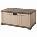 Garten-Aufbewahrungsbox 120 x 60 x 65 cm Kunststoff Beige Braun mit Klappdeckel