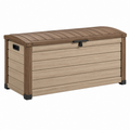 Garten-Aufbewahrungsbox 120 x 55 x 63 cm Kunststoff Holzoptik mit Klappdeckel