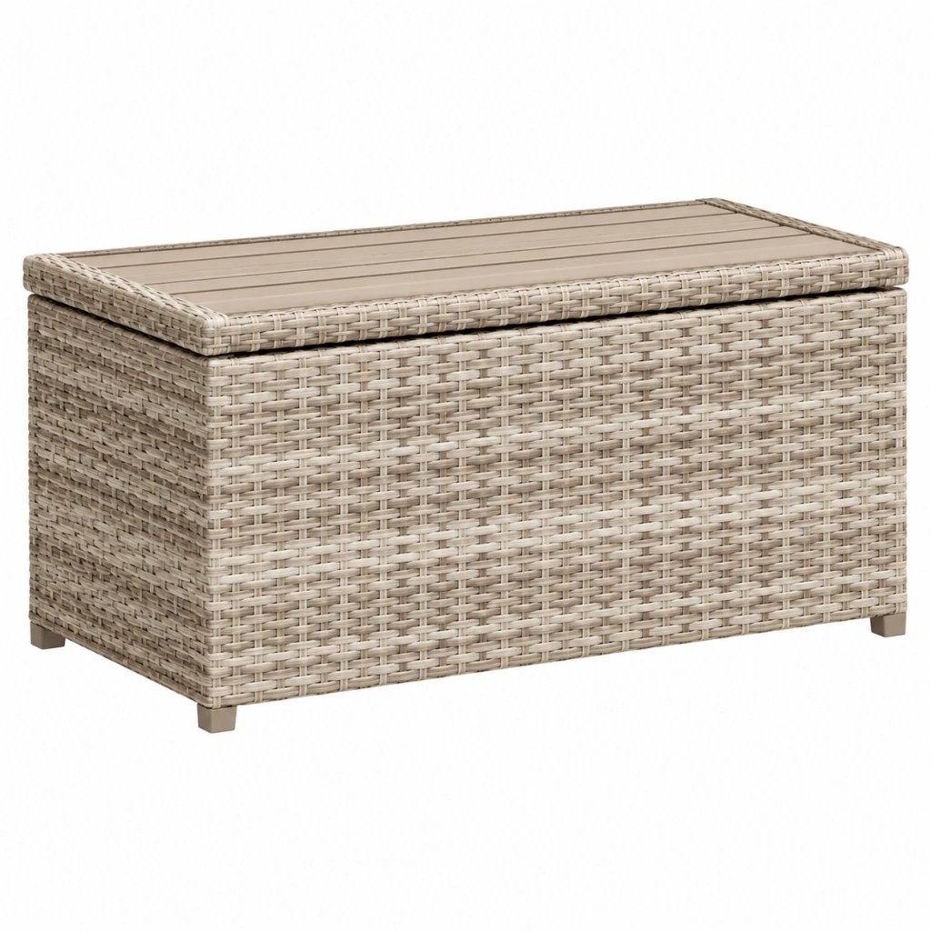 Garten-Aufbewahrungsbox 120 x 60 x 60 cm aus Polyrattan Beige mit Deckel