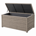 Auflagenbox 120 x 60 x 60 cm aus Polyrattan taupe mit Klappdeckel für den Außenbereich