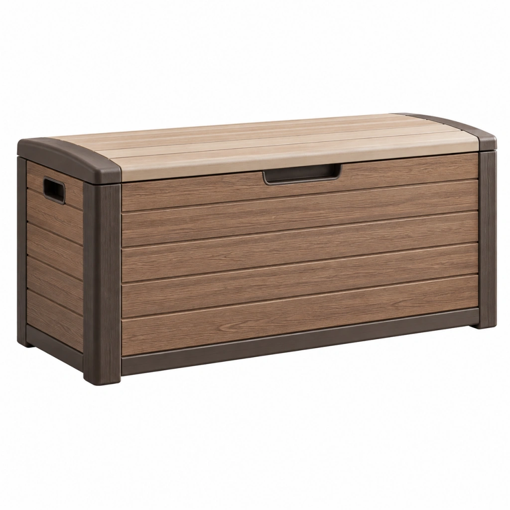 Aufbewahrungsbox 120 x 55 x 60 cm Kunststoff Braun für Garten mit Deckel